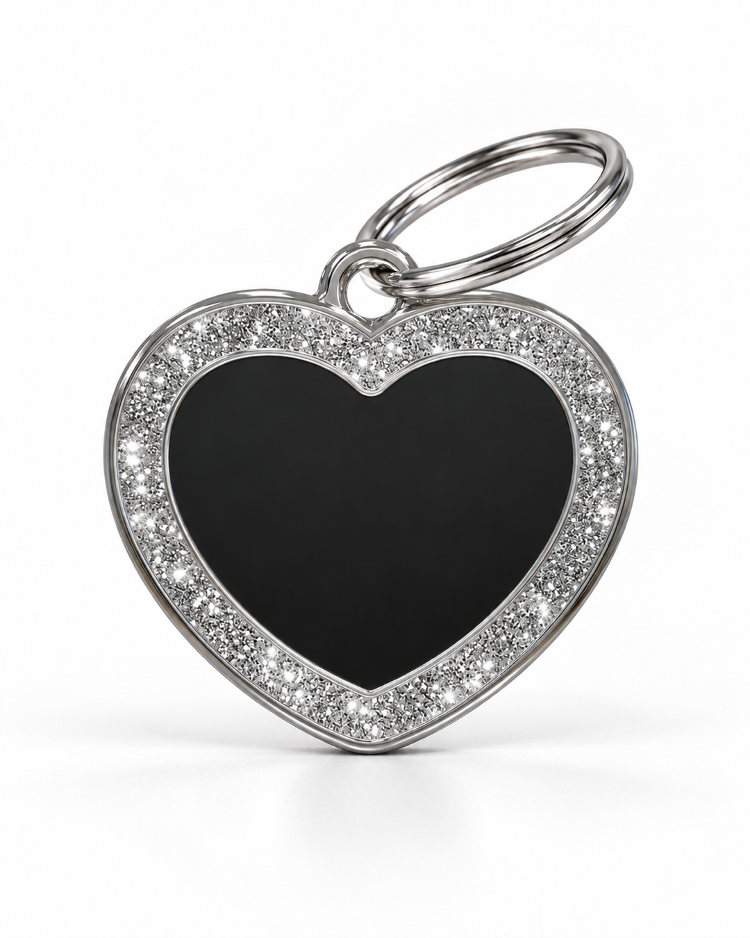 TAGiDOG Heart Spark Black ID Tag dog ID tag, front view on white