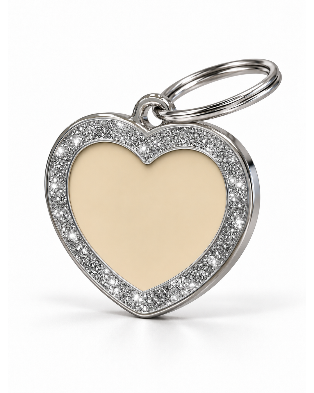 TAGiDOG Heart Spark Cream ID Tag dog ID tag, angled view
