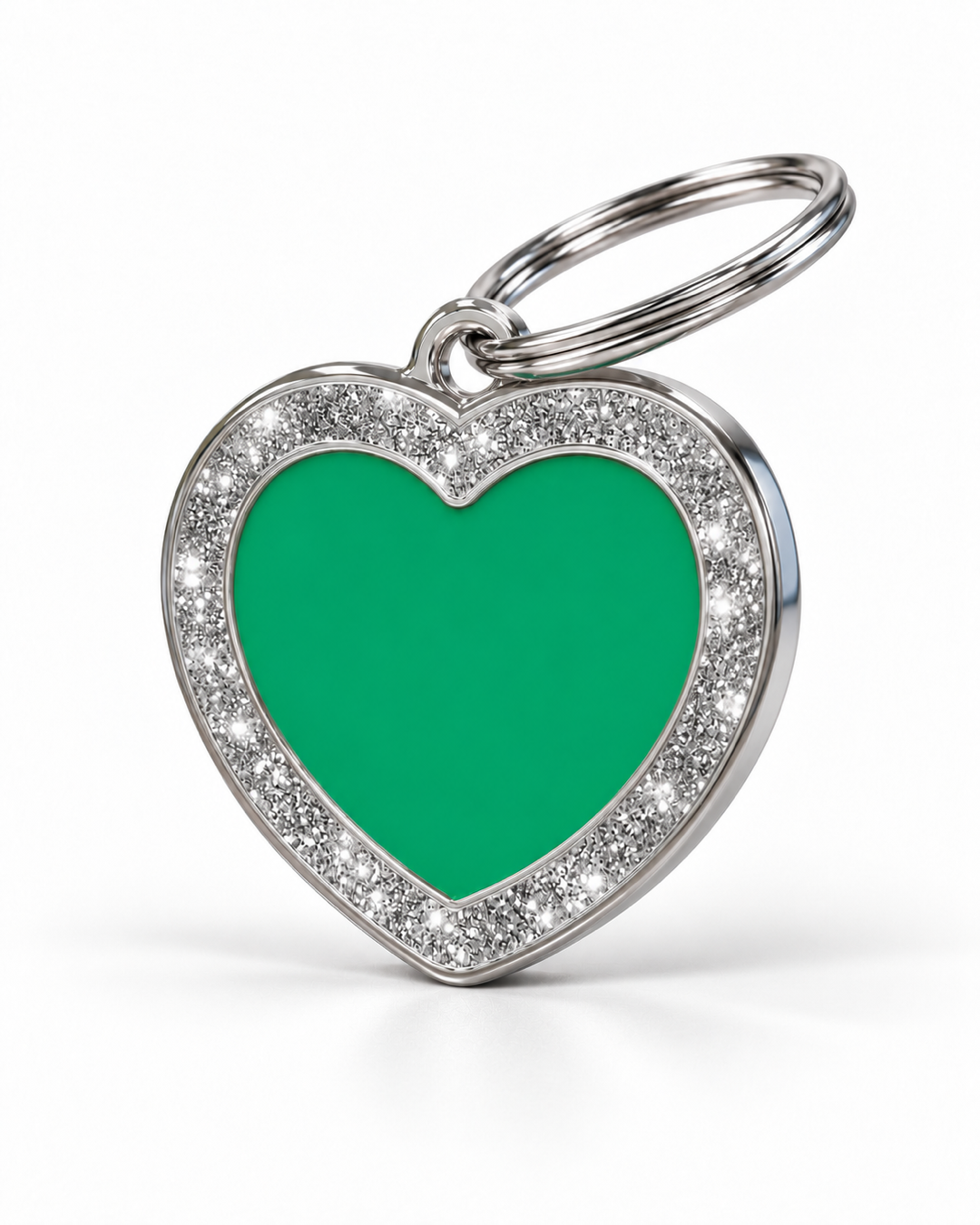 TAGiDOG Heart Spark Green ID Tag, angled view
