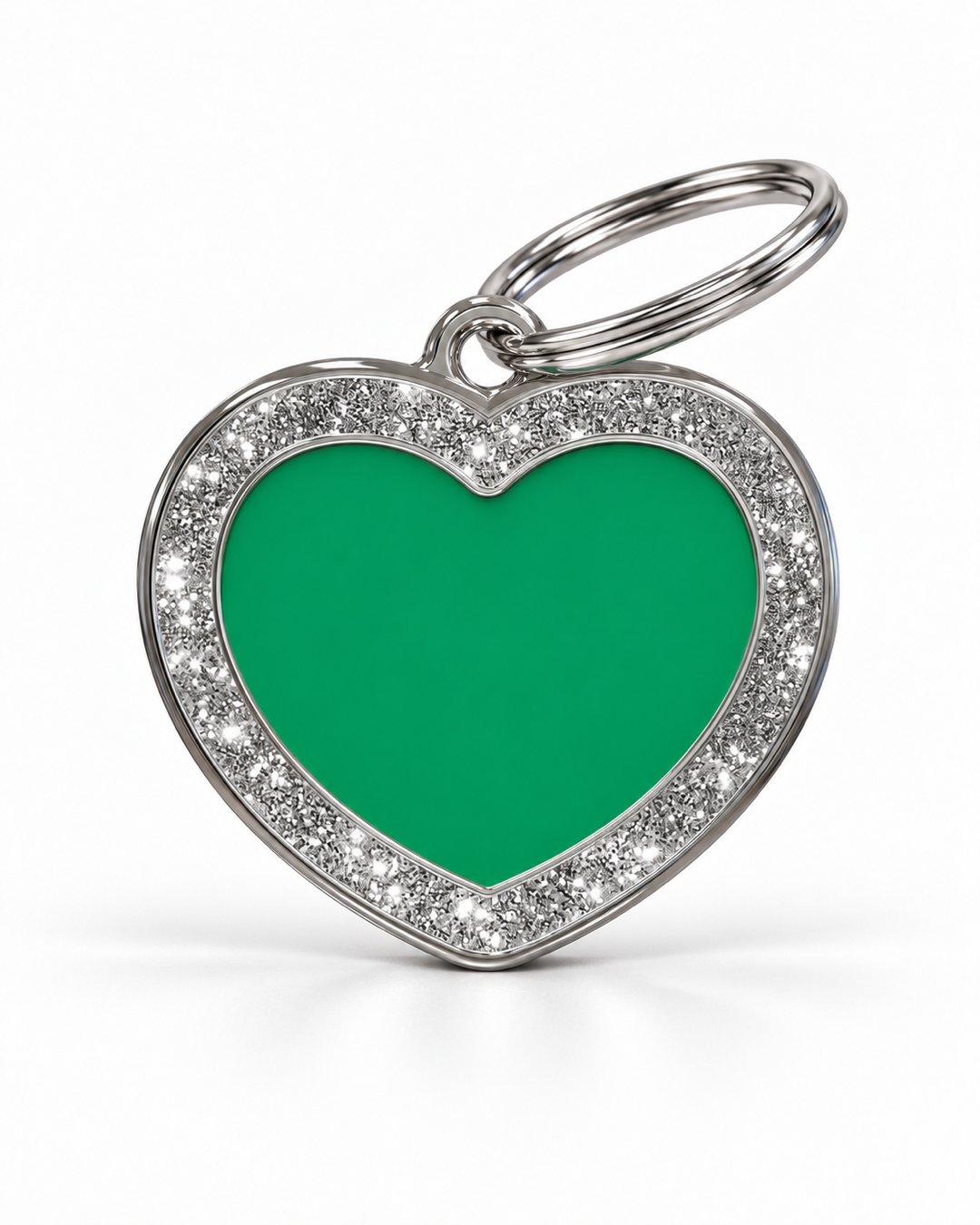TAGiDOG Heart Spark Green ID Tag, front view on white
