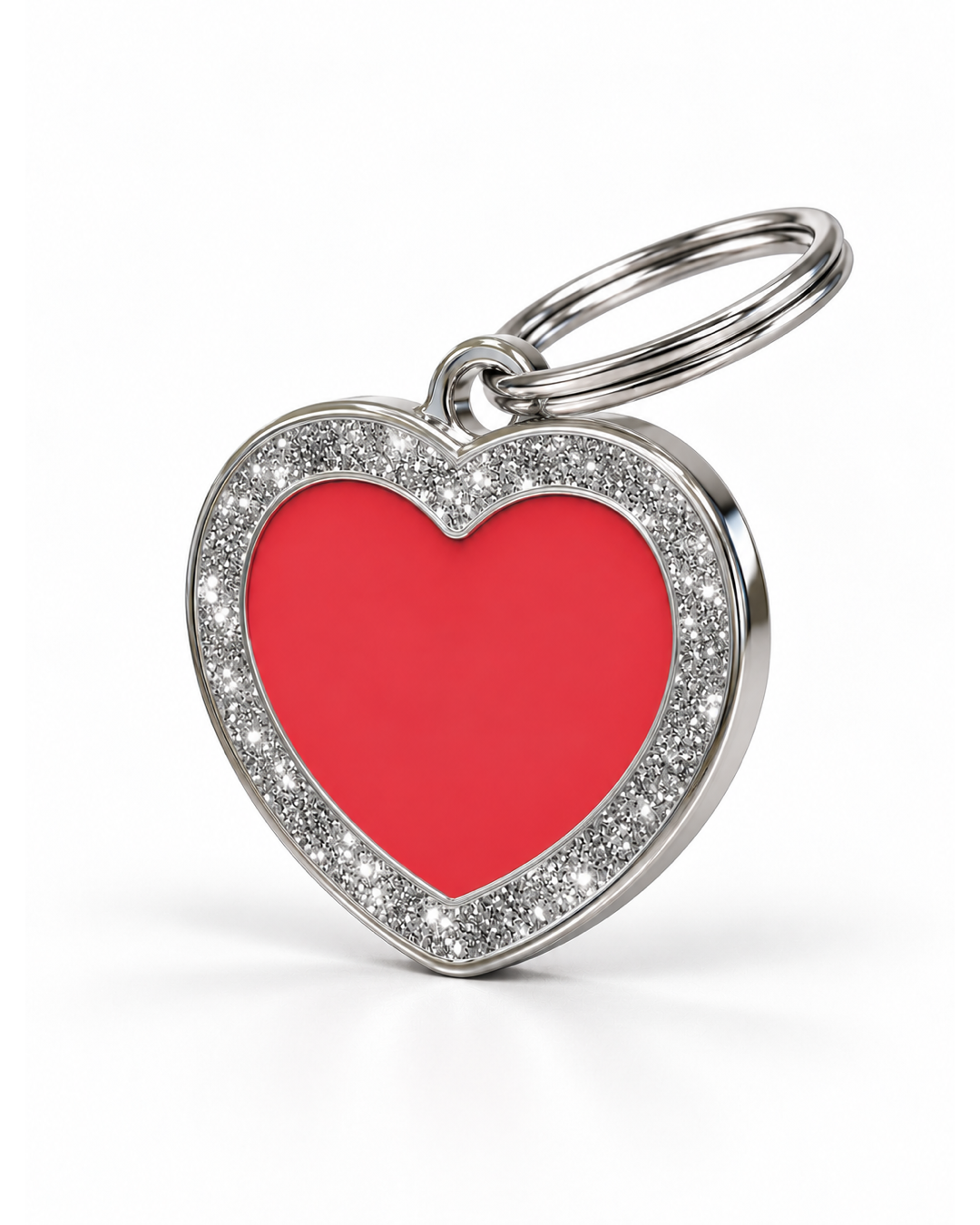 TAGiDOG Heart Spark Red ID Tag dog ID tag, angled view