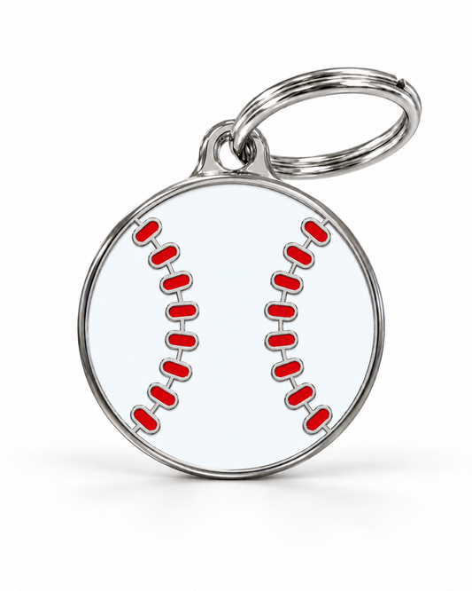 TAGiDOG Home Run Baseball ID Tag dog ID tag, front view on white