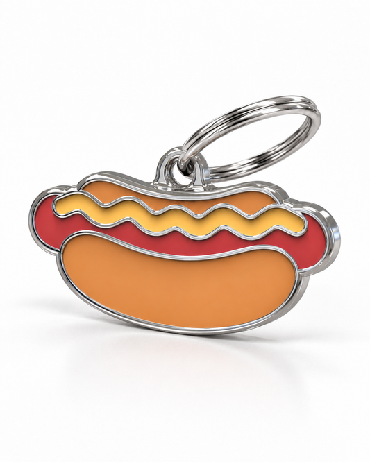 TAGiDOG Hot Dog ID Tag dog ID tag, angled view