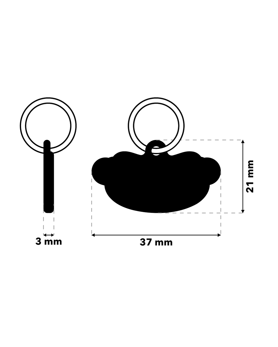 TAGiDOG Hot Dog ID Tag ID tag dimensions, 37 mm wide and 21 mm high, 3 mm thickness