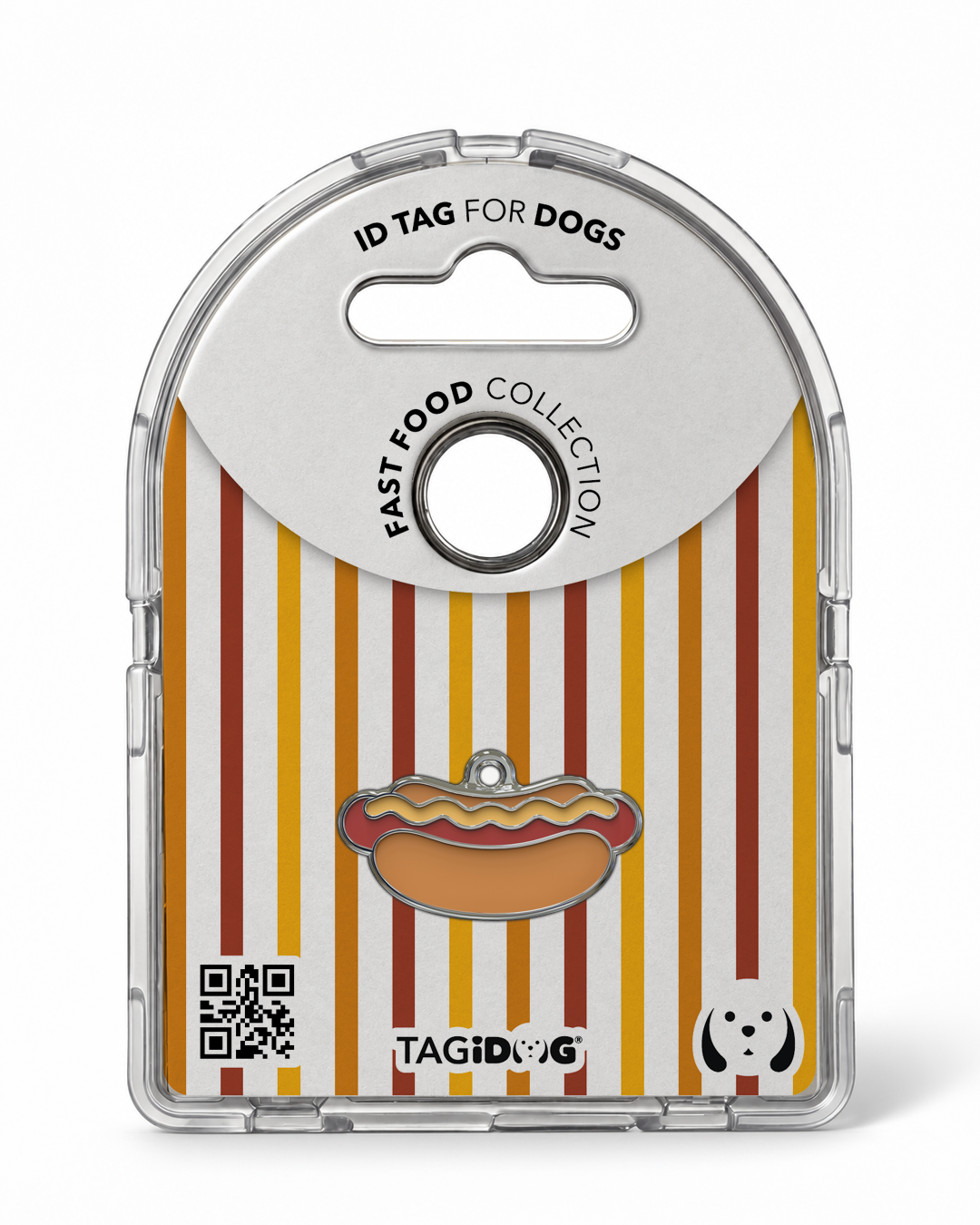 TAGiDOG Hot Dog ID Tag in retail packaging