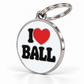TAGiDOG I Love Ball ID tag dog ID tag, angled view