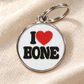 TAGiDOG I Love Bone ID tag dog ID tag on light linen