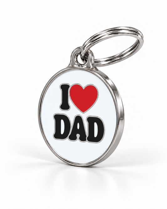 TAGiDOG I Love Dad ID tag dog ID tag, angled view