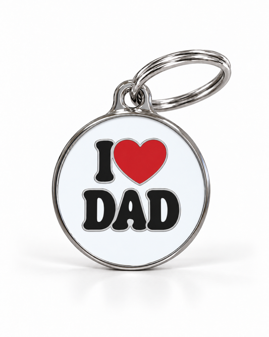 TAGiDOG I Love Dad ID tag dog ID tag, front view on white