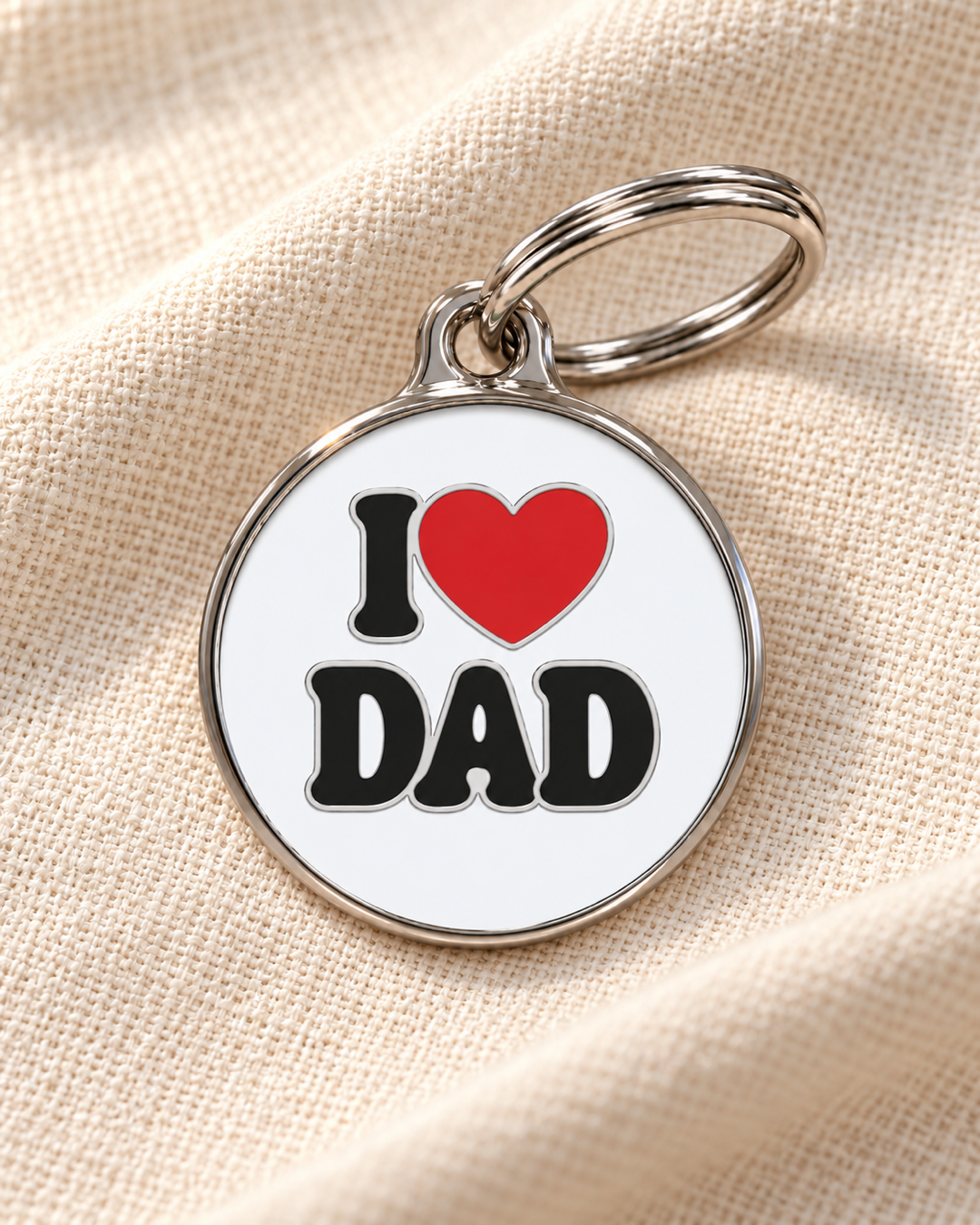 TAGiDOG I Love Dad ID tag dog ID tag on light linen