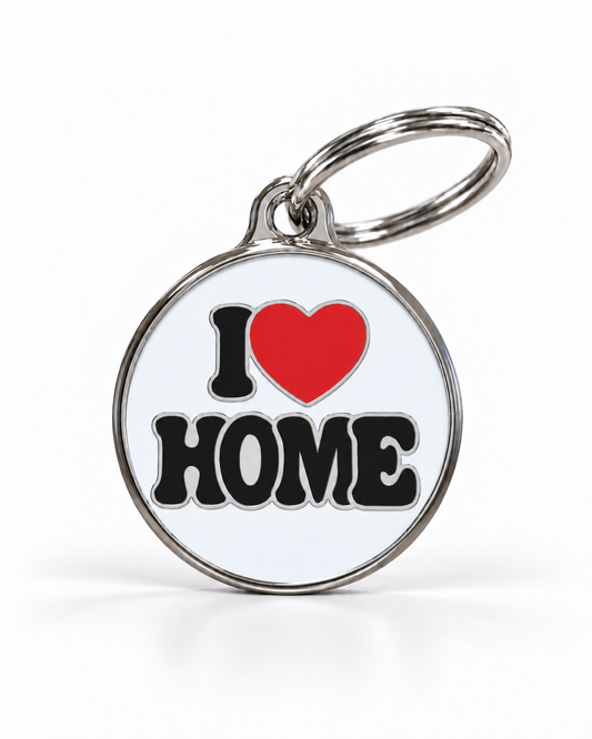 TAGiDOG I Love Home ID tag dog ID tag, front view on white