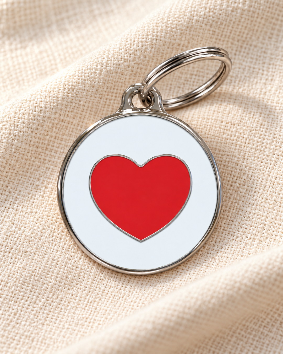 TAGiDOG I Love ID Tag dog ID tag on light linen