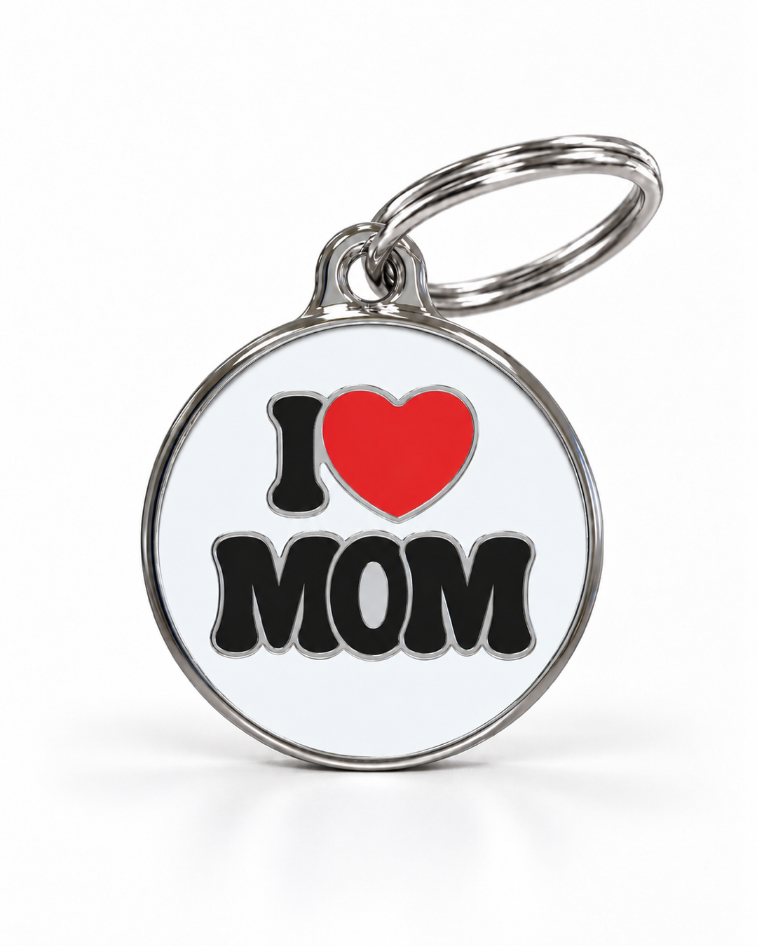 TAGiDOG I Love Mom ID tag dog ID tag, front view on white