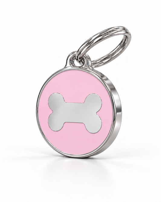 TAGiDOG Icon Bone Ballet ID Tag Medium dog ID tag, angled view