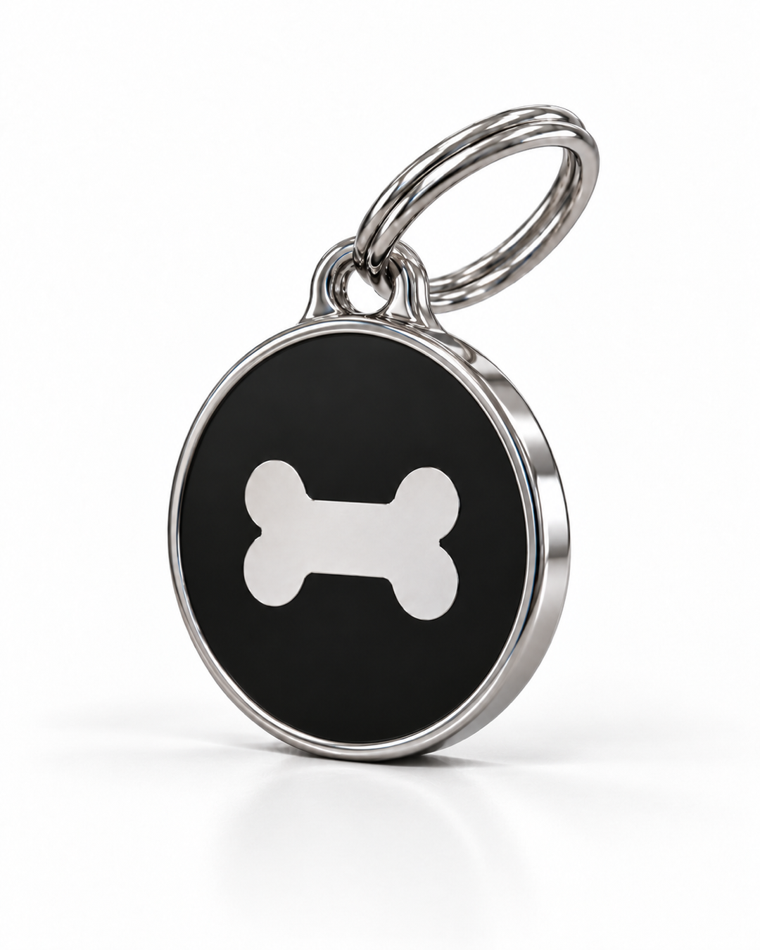 TAGiDOG Icon Bone Black ID Tag Small, angled view