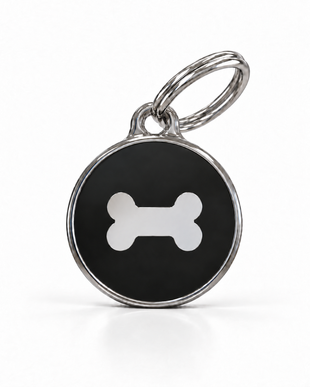 TAGiDOG Icon Bone Black ID Tag Small, front view on white