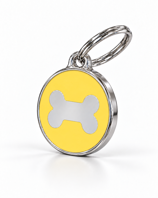 TAGiDOG Icon Bone Butter ID Tag Medium dog ID tag, angled view