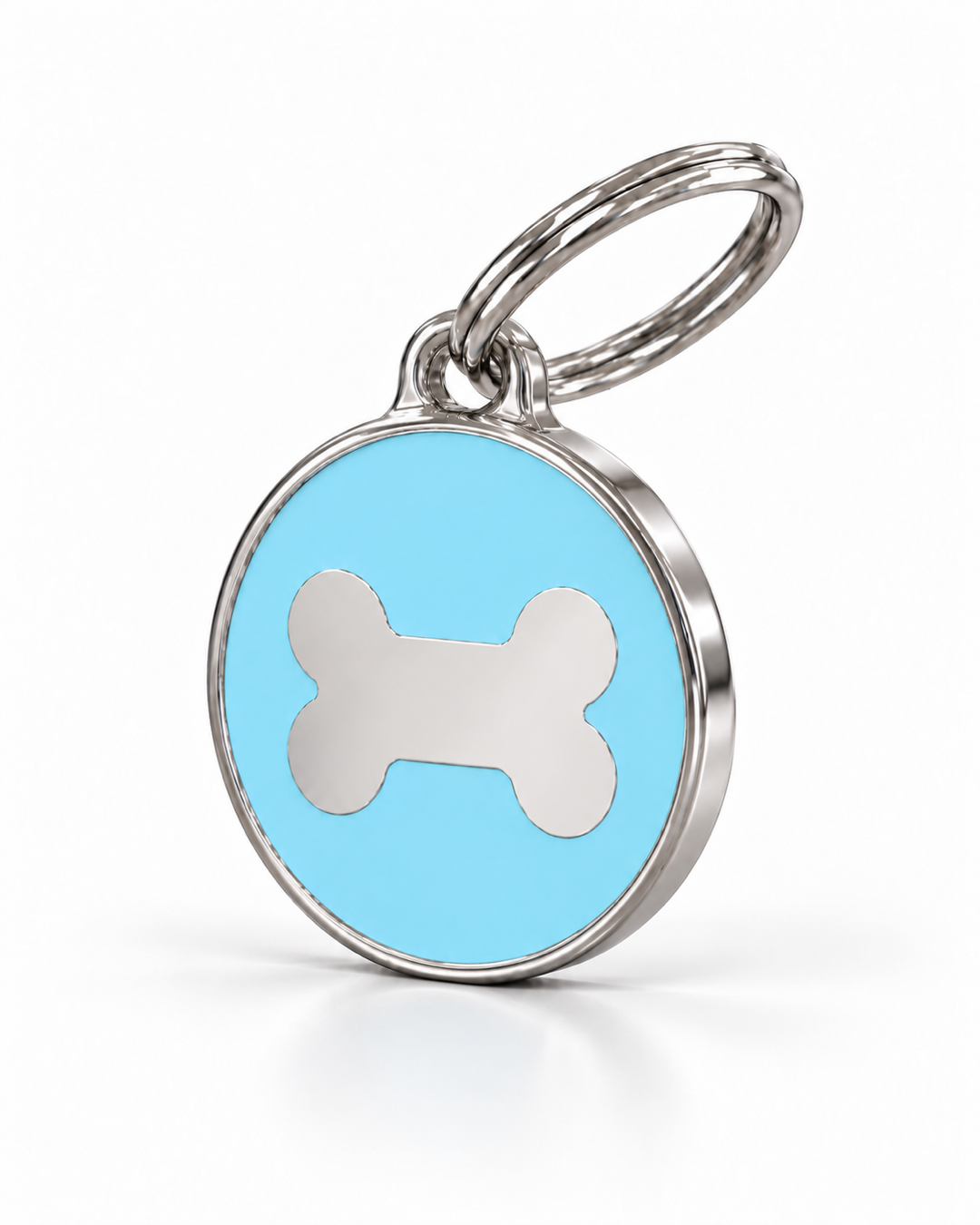 TAGiDOG Icon Bone Ice ID Tag Medium dog ID tag, angled view