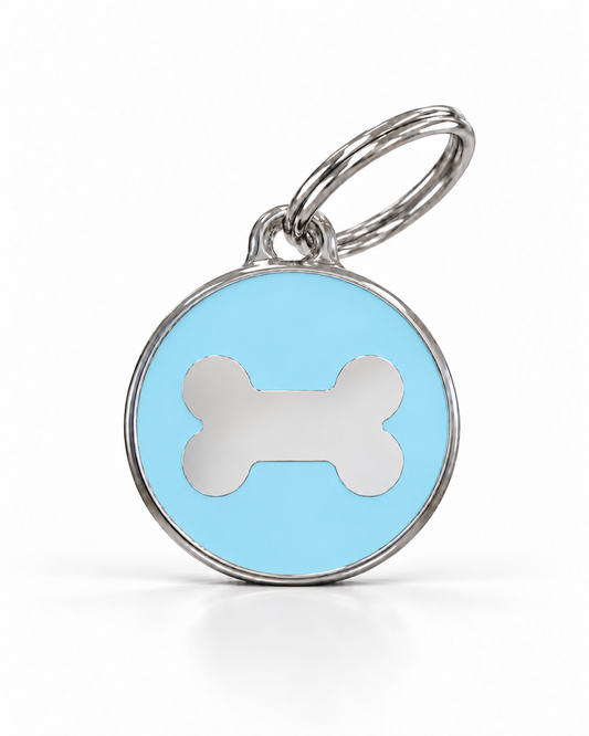 TAGiDOG Icon Bone Ice ID Tag Medium dog ID tag, front view on white
