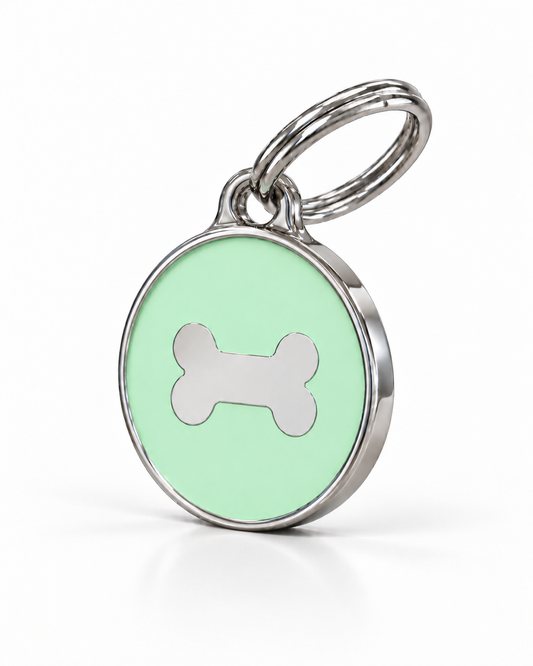 TAGiDOG Icon Bone Pistachio ID Tag dog ID tag, angled view