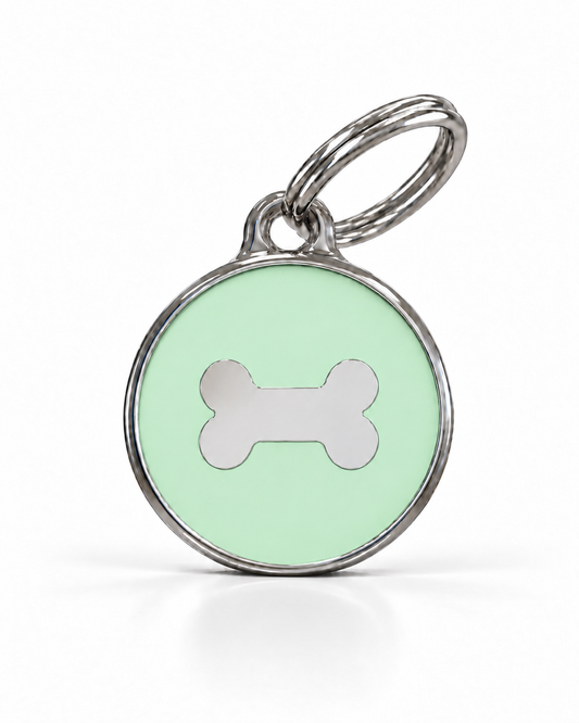 TAGiDOG Icon Bone Pistachio ID Tag dog ID tag, front view on white