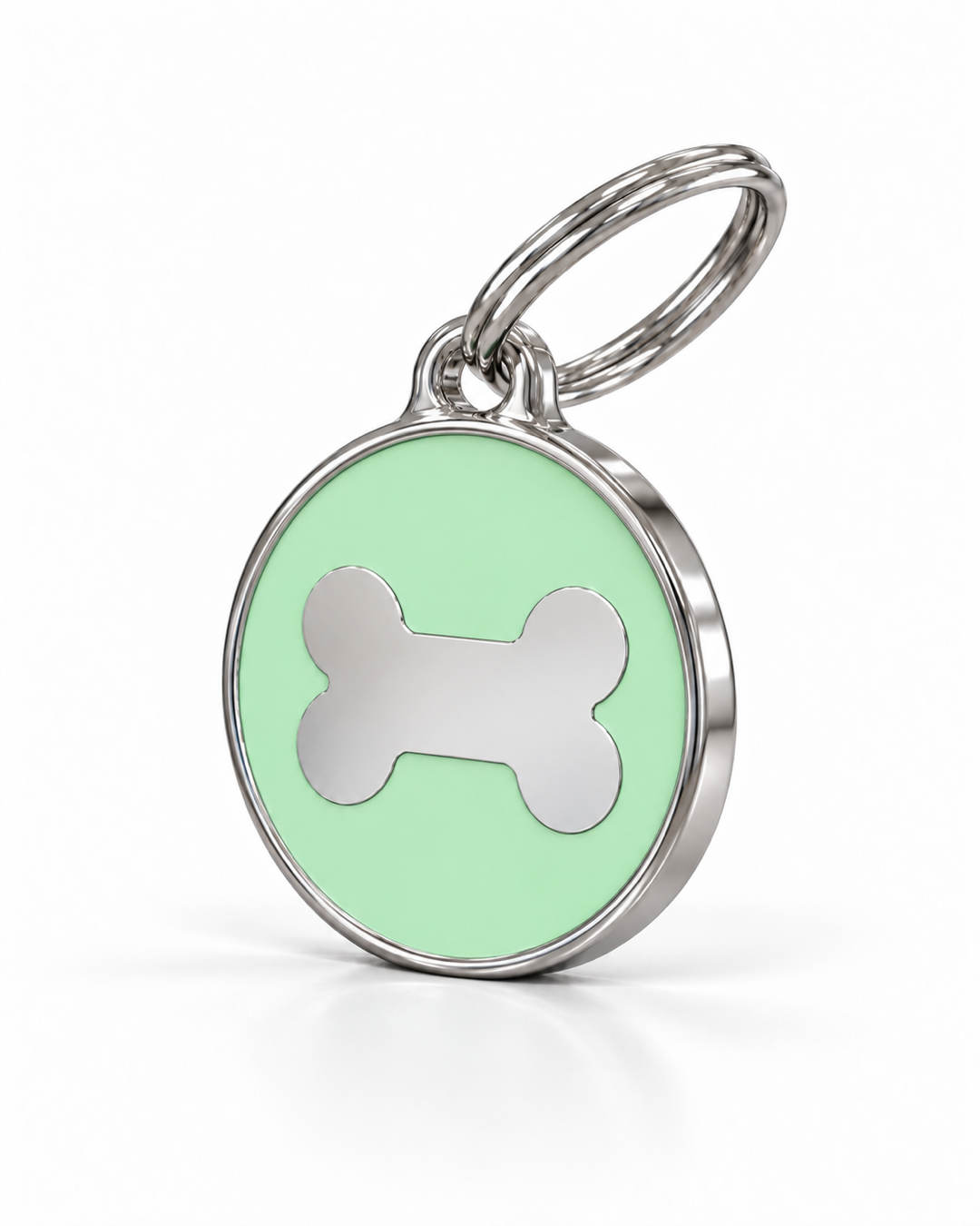 TAGiDOG Icon Bone Pistachio ID Tag Medium dog ID tag, angled view