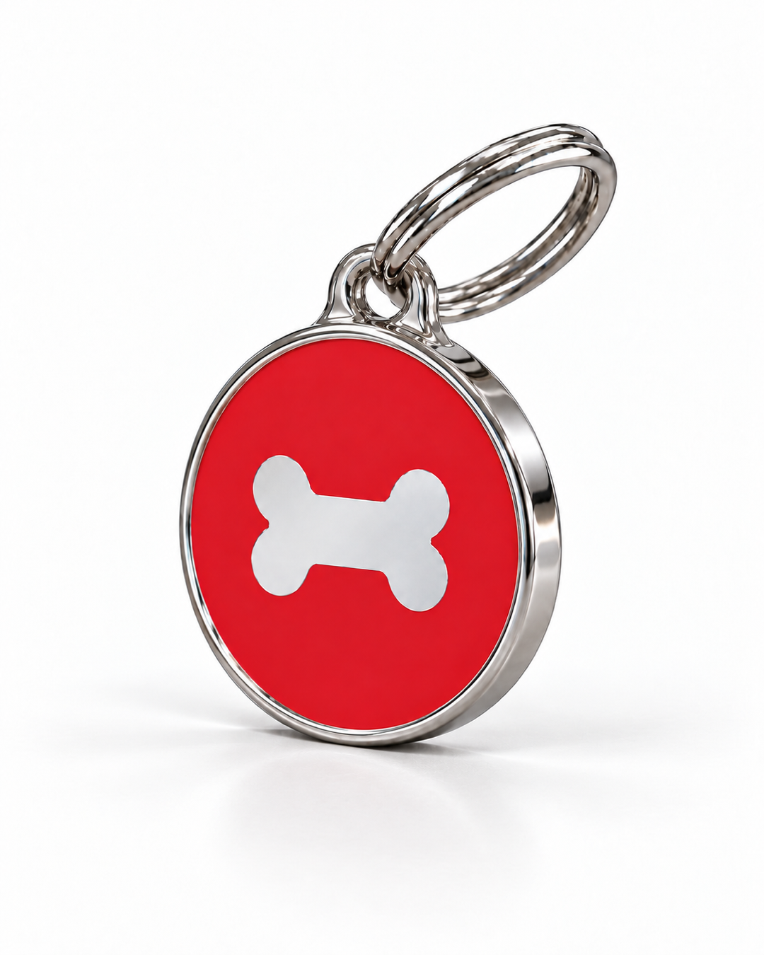 TAGiDOG Icon Bone Red ID Tag Small, angled view
