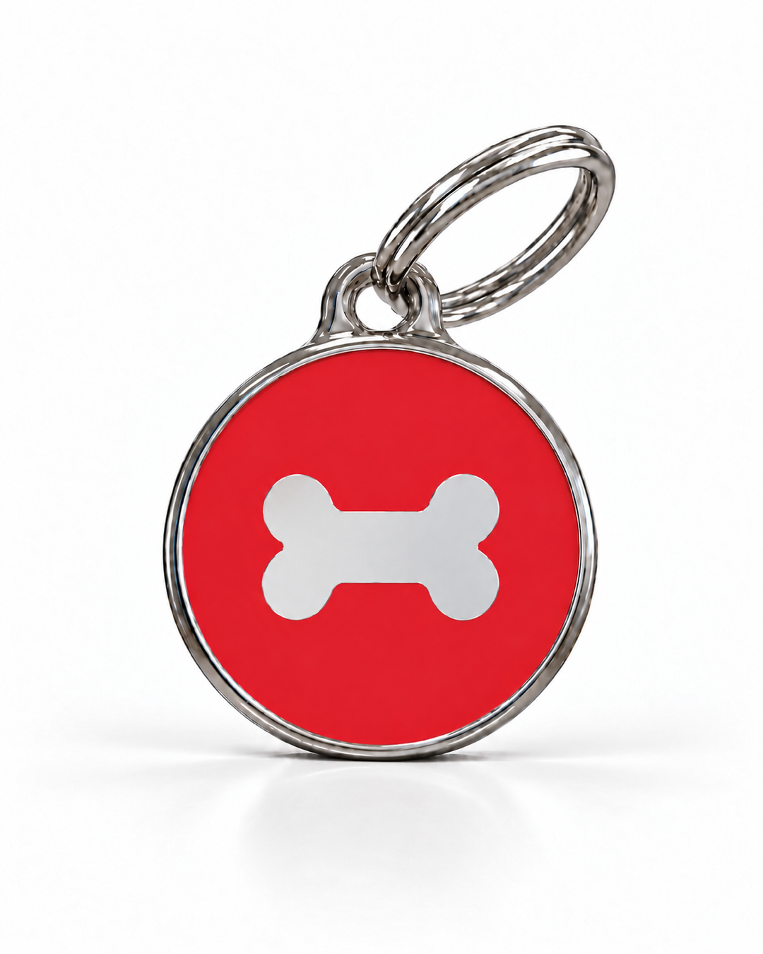 TAGiDOG Icon Bone Red ID Tag Small, front view on white