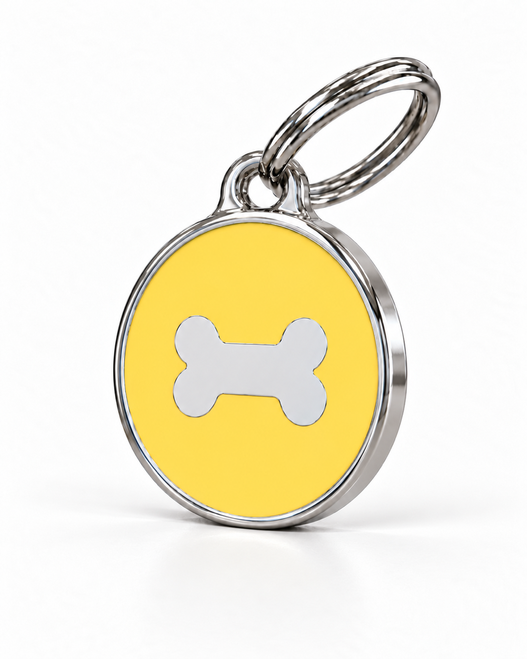 TAGiDOG Icon Bone Yellow ID Tag Small, angled view