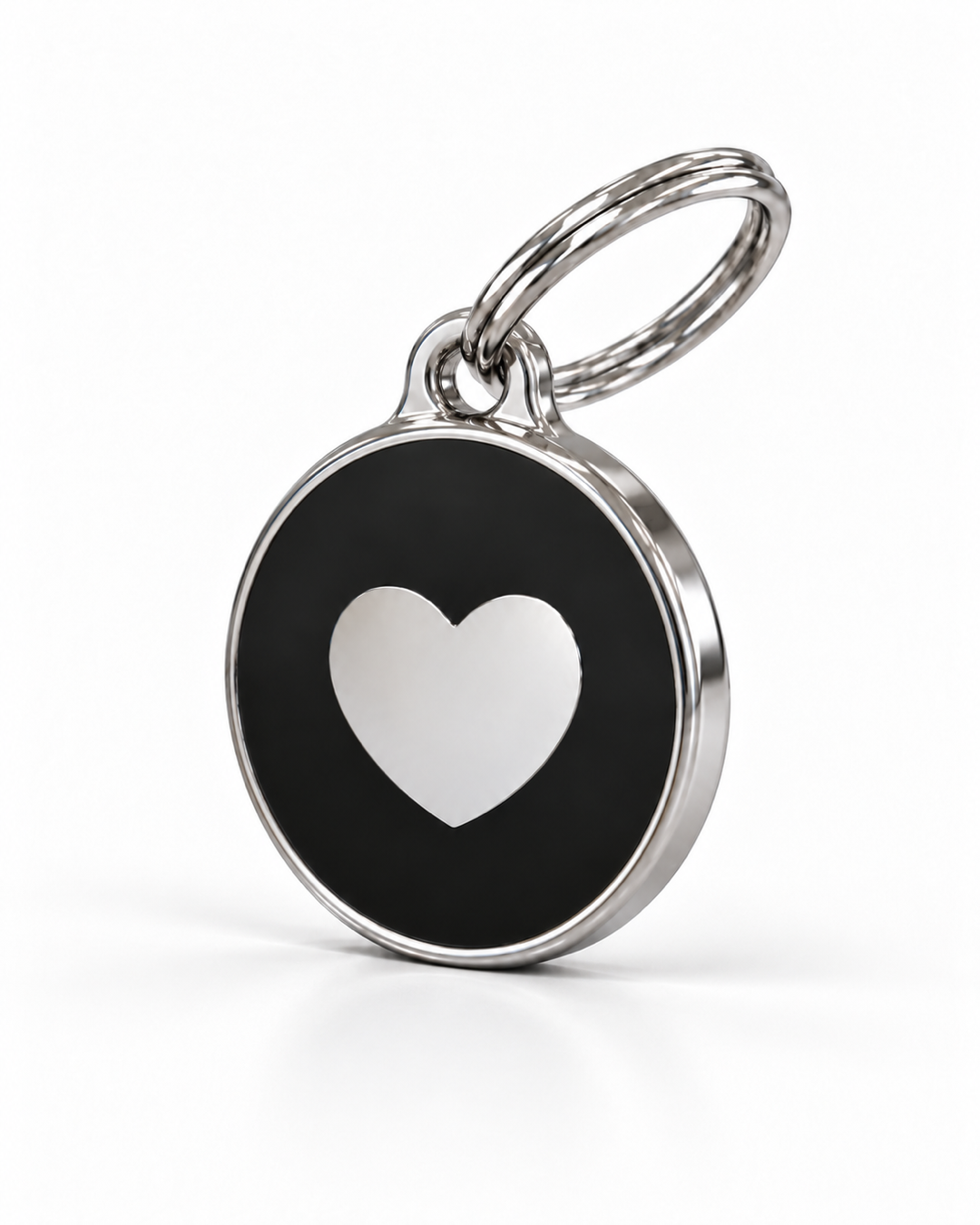 TAGiDOG Icon Heart Black ID Tag, angled view