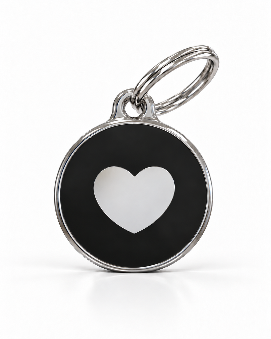 TAGiDOG Icon Heart Black ID Tag, front view on white