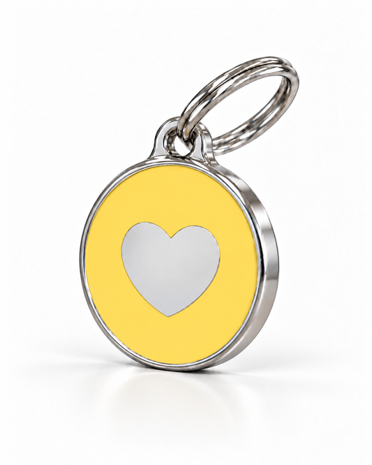 TAGiDOG Icon Heart Butter ID Tag dog ID tag, angled view