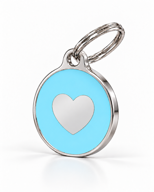 TAGiDOG Icon Heart Ice ID Tag dog ID tag, angled view