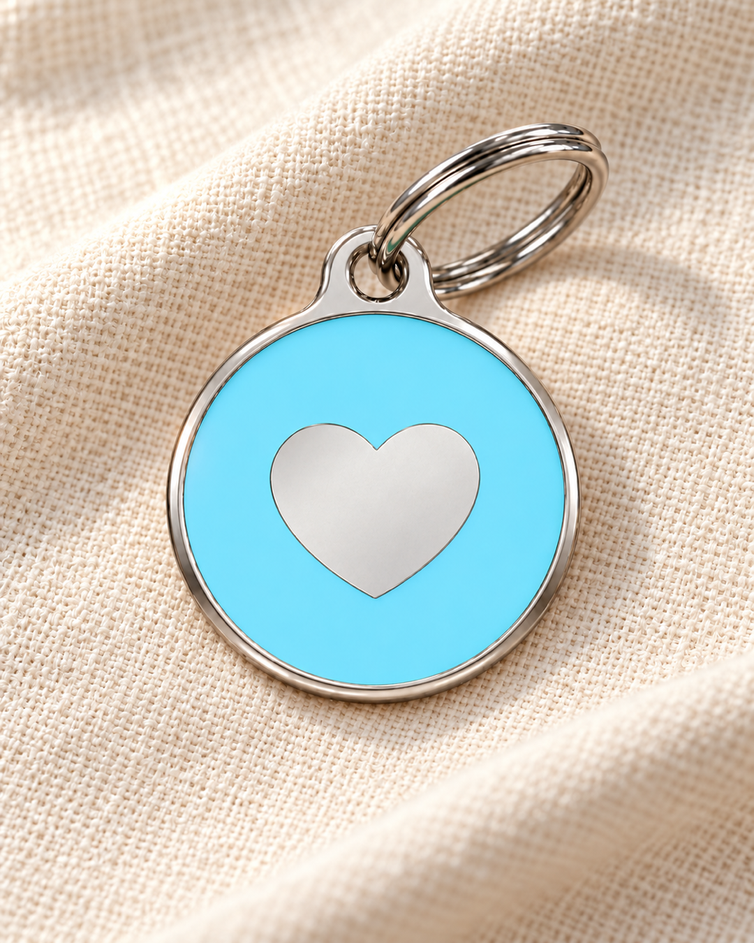 TAGiDOG Icon Heart Ice ID Tag dog ID tag on light linen