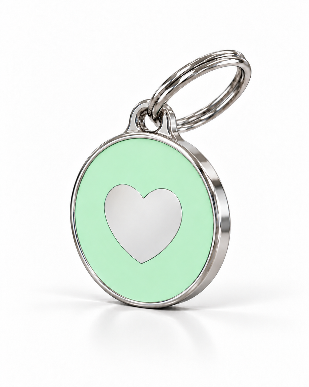 TAGiDOG Icon Heart Pistachio ID Tag dog ID tag, angled view