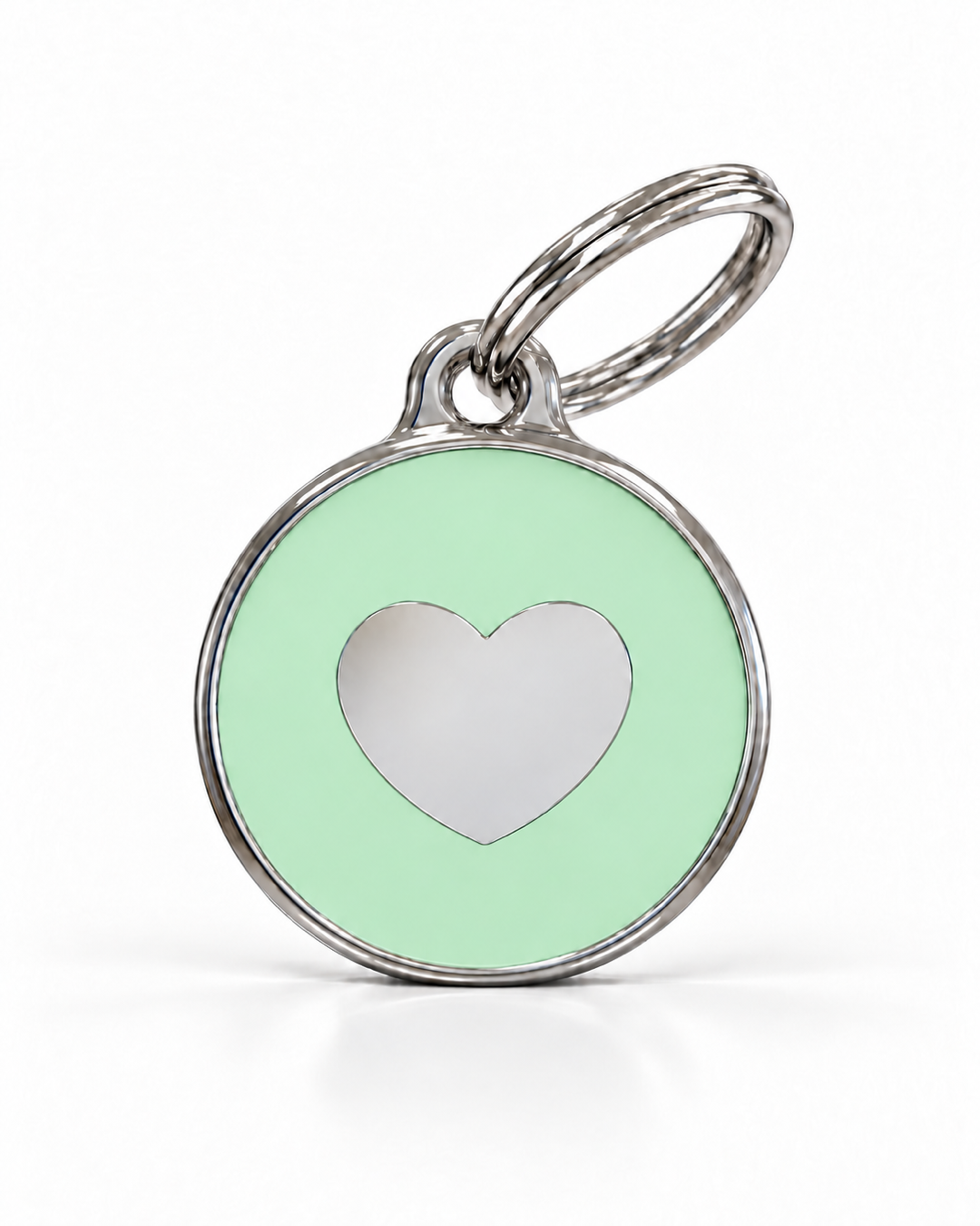 TAGiDOG Icon Heart Pistachio ID Tag dog ID tag, front view on white