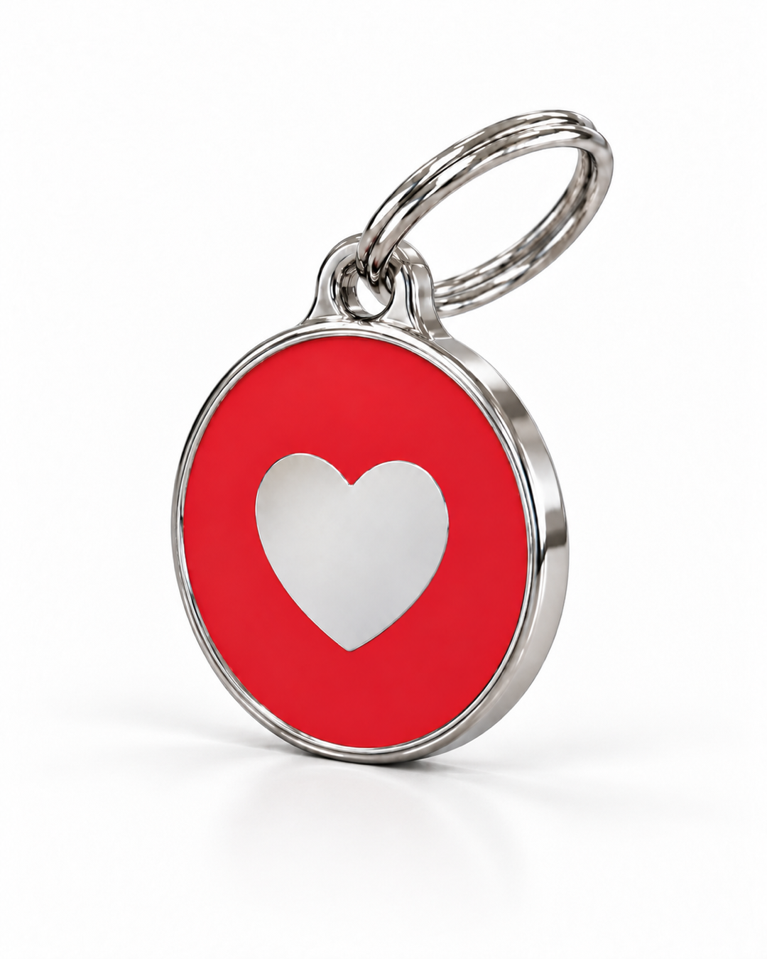 TAGiDOG Icon Heart Red ID Tag, angled view