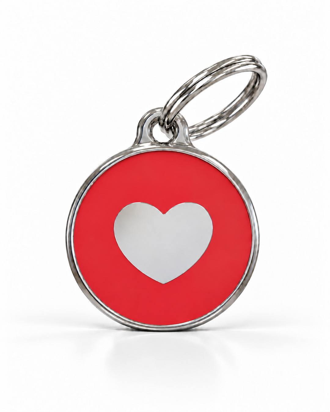 TAGiDOG Icon Heart Red ID Tag, front view on white