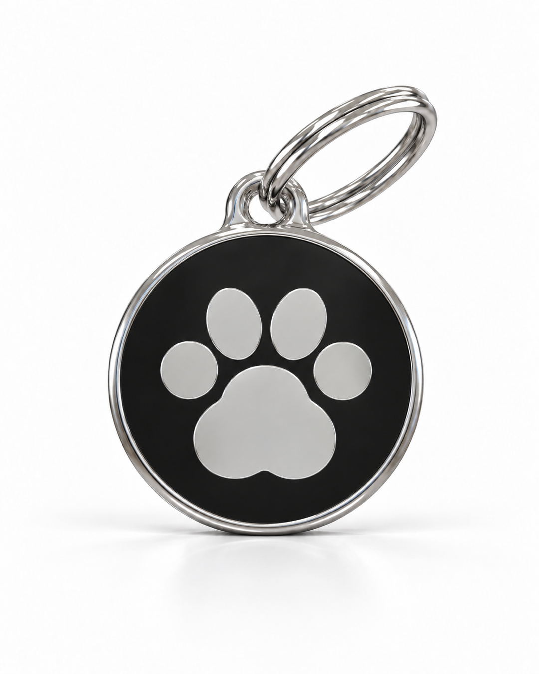 TAGiDOG Icon Paw Black ID Tag, front view on white