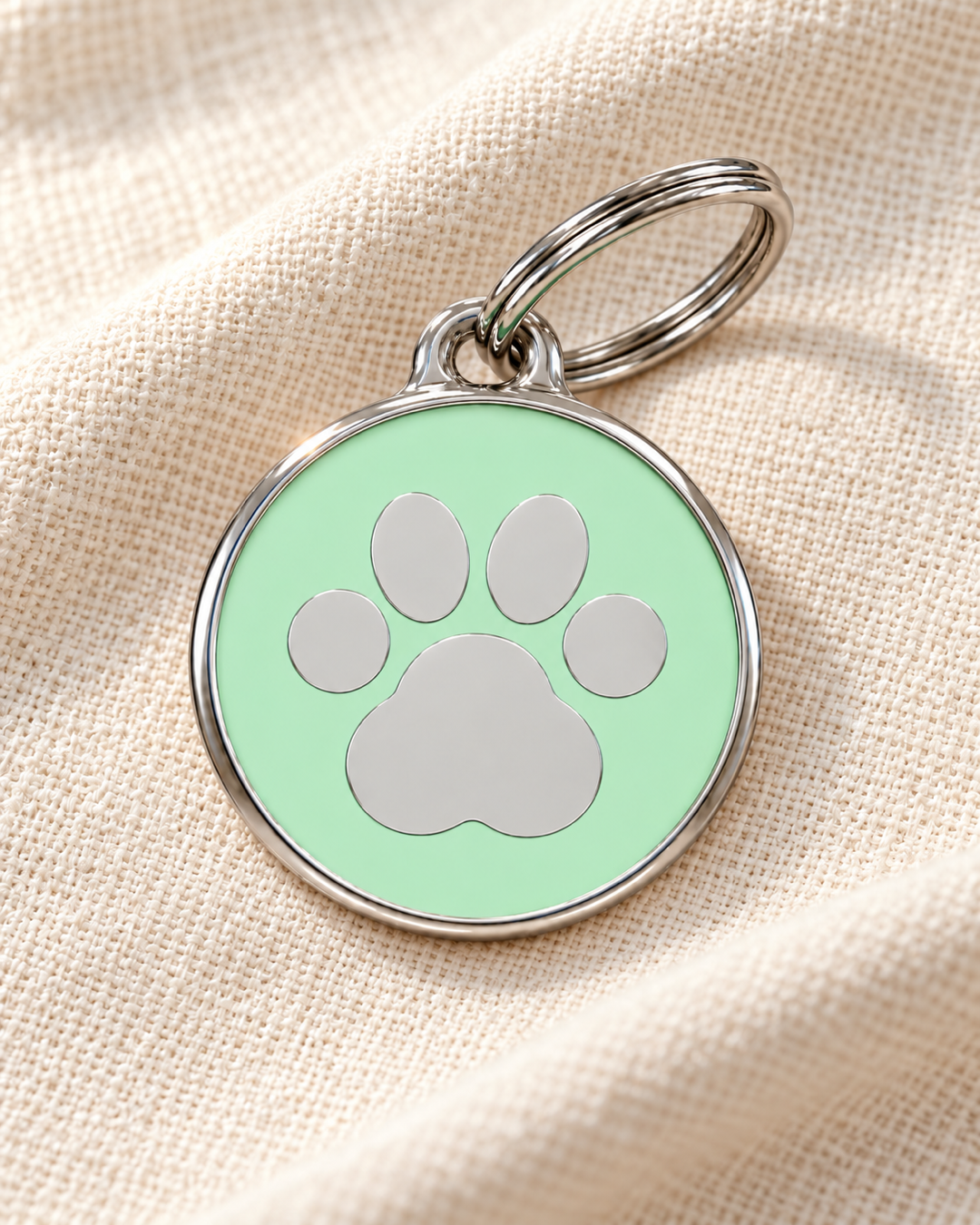 TAGiDOG Icon Paw Pistachio ID Tag dog ID tag on light linen