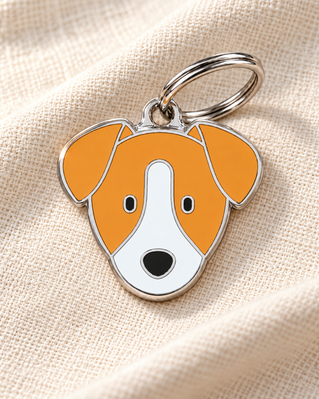 TAGiDOG Jack Russell Terrier Dog ID Tag on light linen