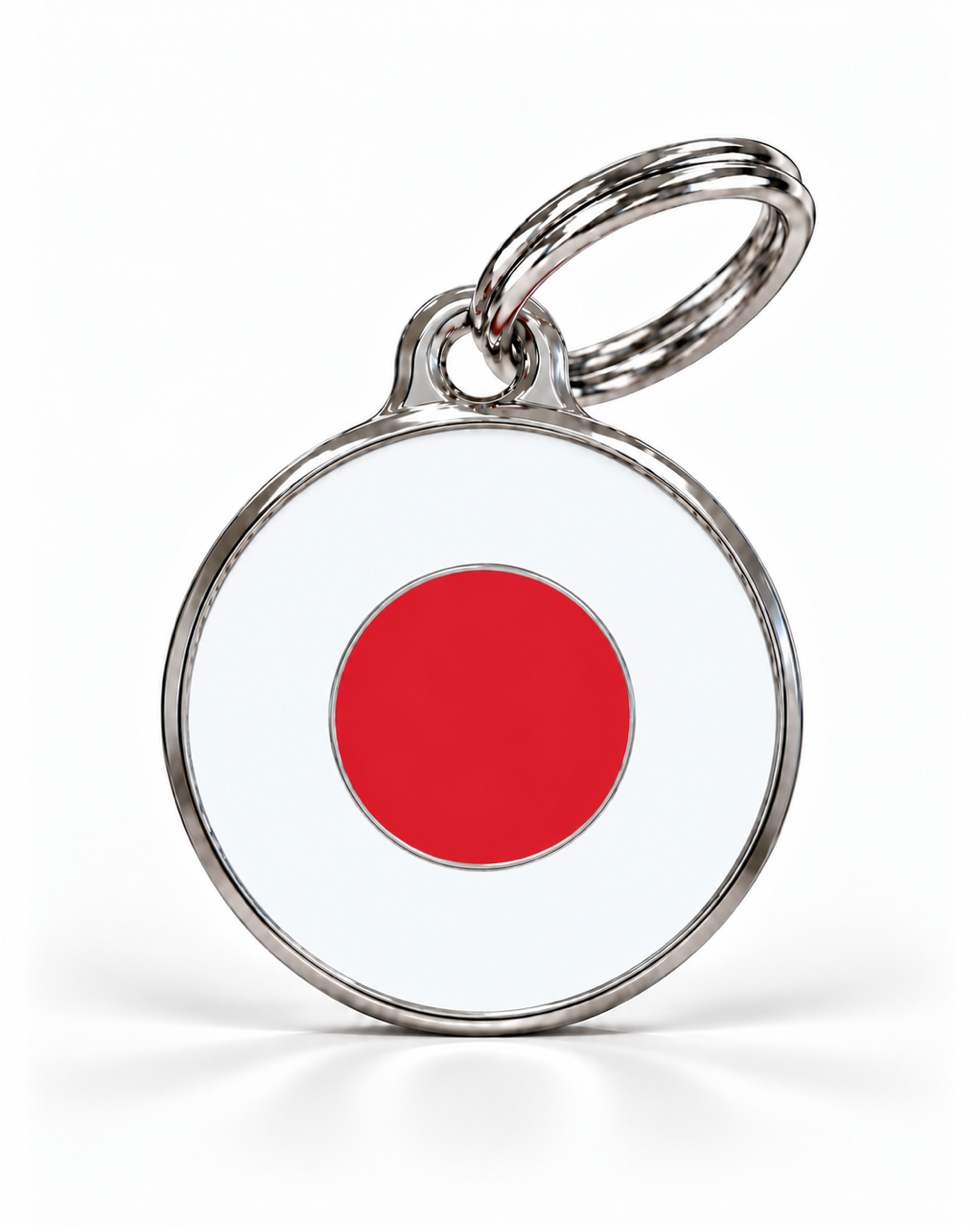 TAGiDOG Japan flag dog ID tag, round front view on white