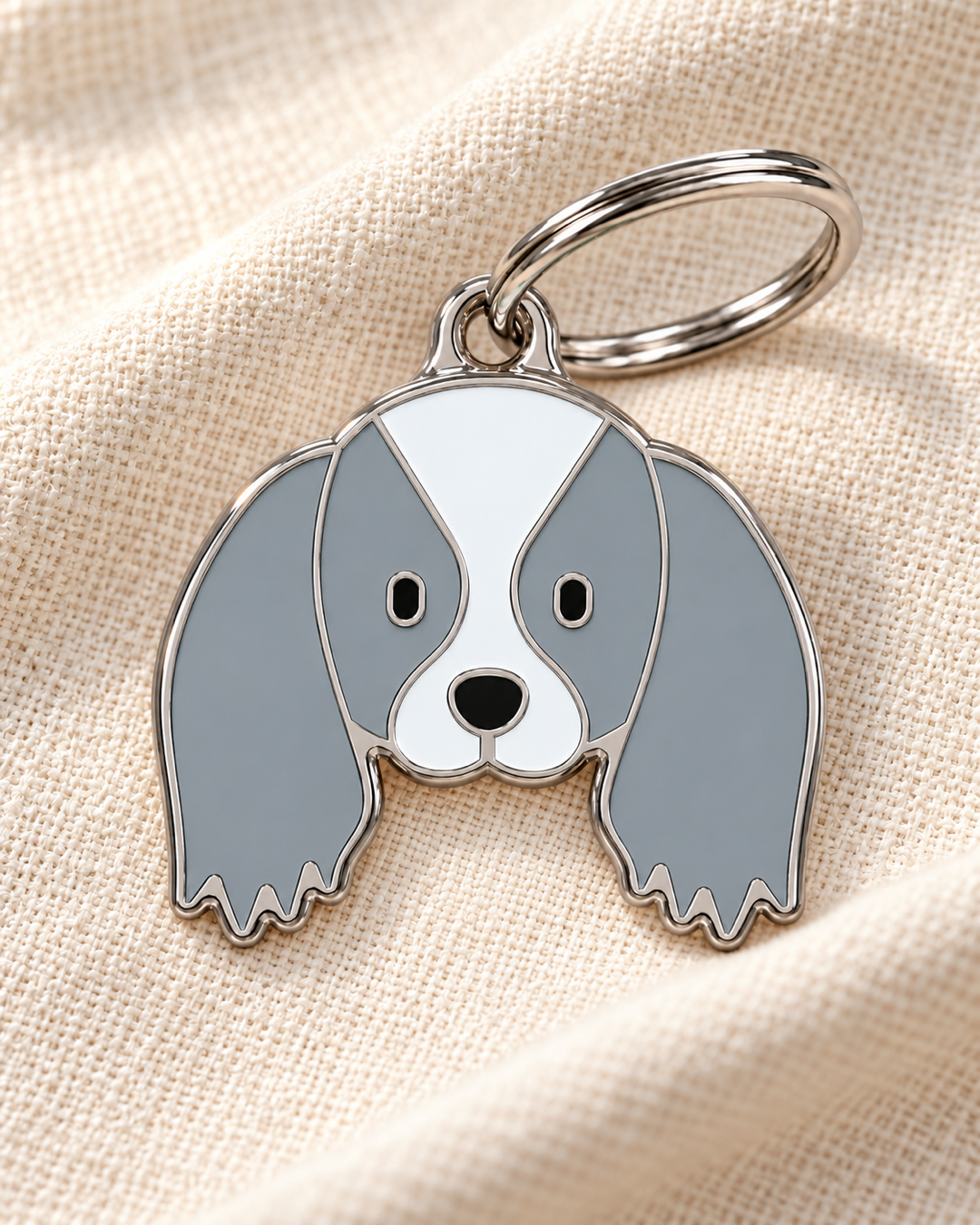 TAGiDOG Japanese Chin Dog ID Tag on light linen