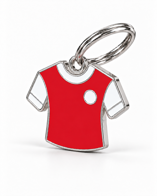 TAGiDOG Jersey Solo Red-White ID Tag dog ID tag, angled view