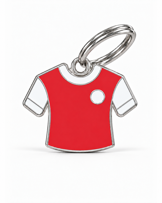 TAGiDOG Jersey Solo Red-White ID Tag dog ID tag, front view on white