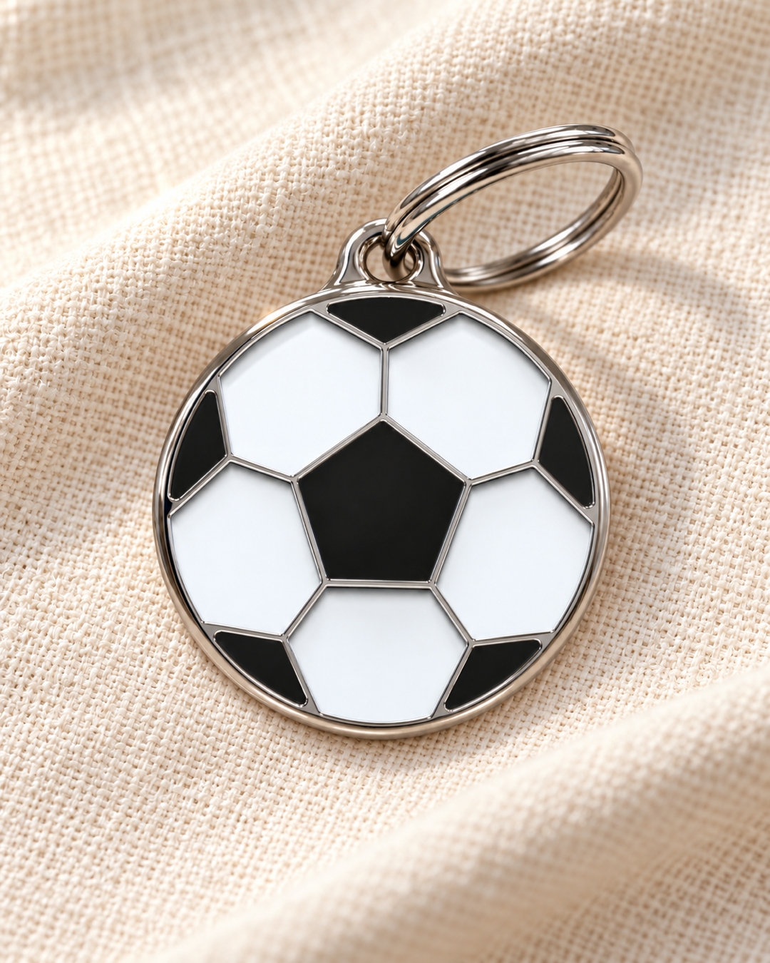 TAGiDOG Kick Off Football ID Tag dog ID tag on light linen