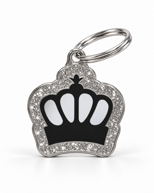 TAGiDOG King Spark Black ID Tag dog ID tag, front view on white