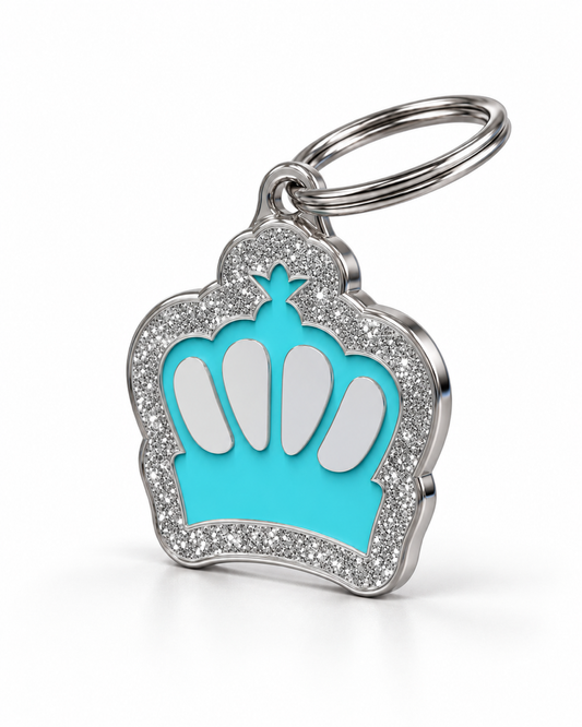 TAGiDOG King Spark Blue ID Tag, angled view