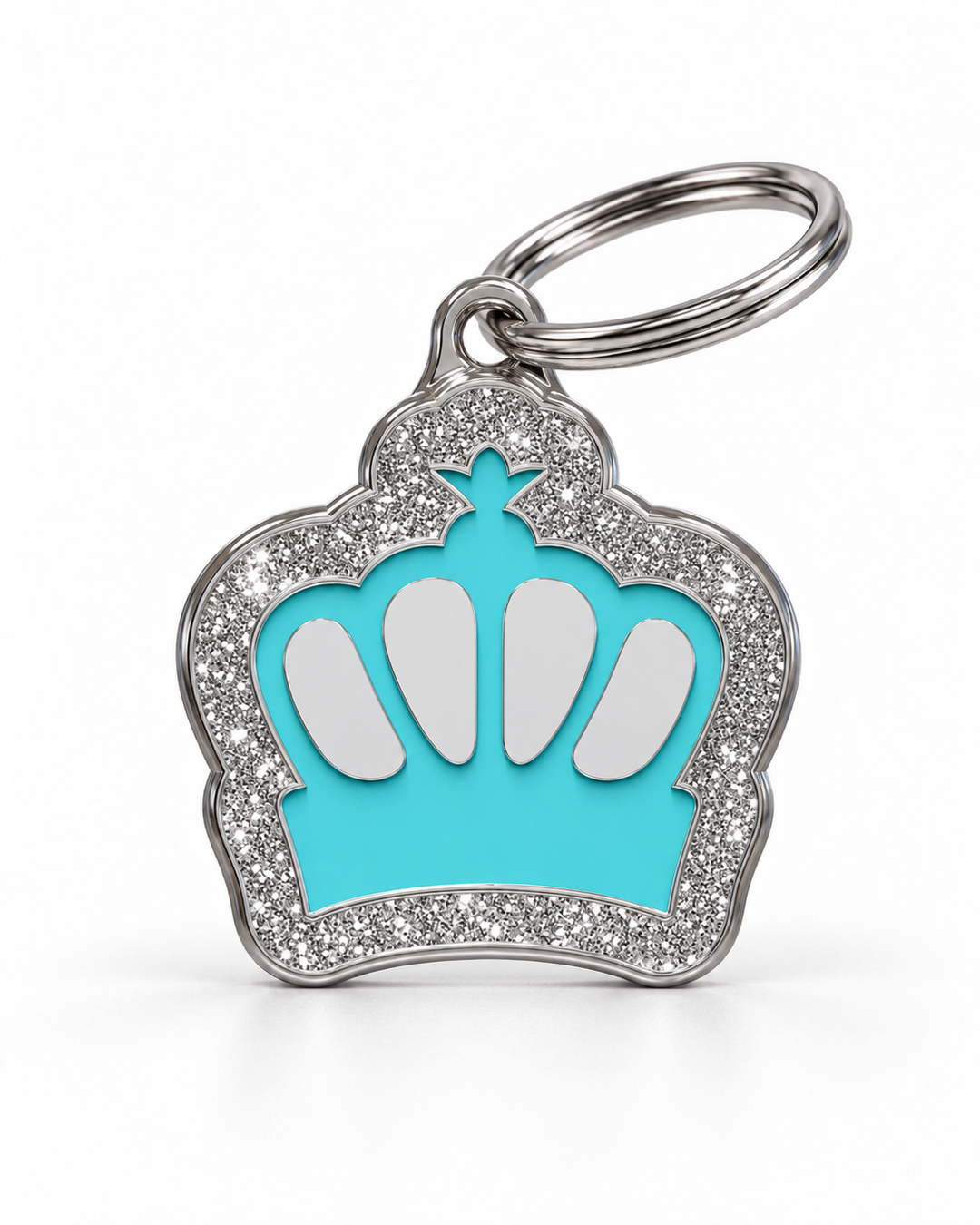 TAGiDOG King Spark Blue ID Tag, front view on white