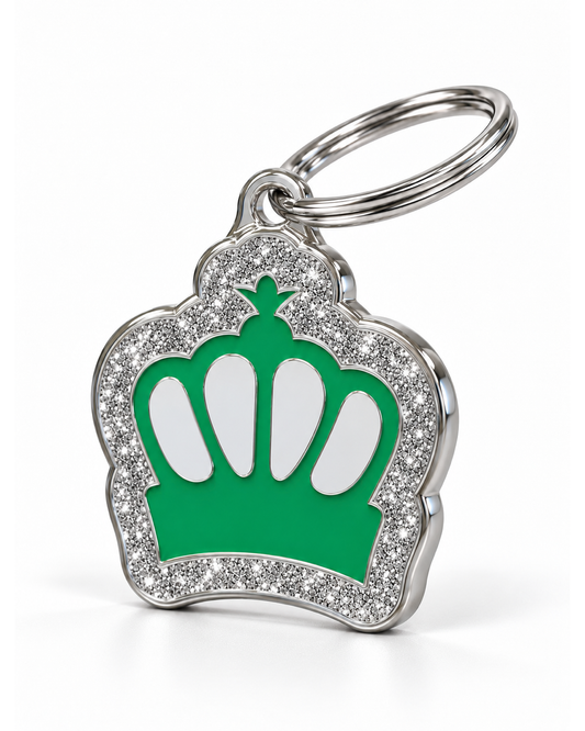 TAGiDOG King Spark Green ID Tag, angled view